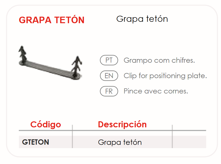 Especificaciones técnicas Grapa Tetón para Suelo Radiante FERCO