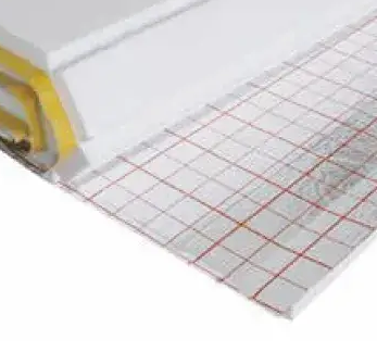 Gracias a su diseño con cuadrícula estampada de 50x50 mm, el FERCO ALUM10/30 facilita una instalación precisa y rápida. Esta cuadrícula permite una disposición eficiente de las tuberías de suelo radiante, optimizando el paso de los tubos, que está diseñado para tuberías de Ø16 mm. El recubrimiento de aluminio no solo actúa como una barrera contra la humedad según la norma DIN 18560, sino que también ayuda a mejorar la distribución del calor en el sistema de suelo radiante, evitando fugas térmicas y garantizando que el calor generado se concentre en las áreas deseadas.