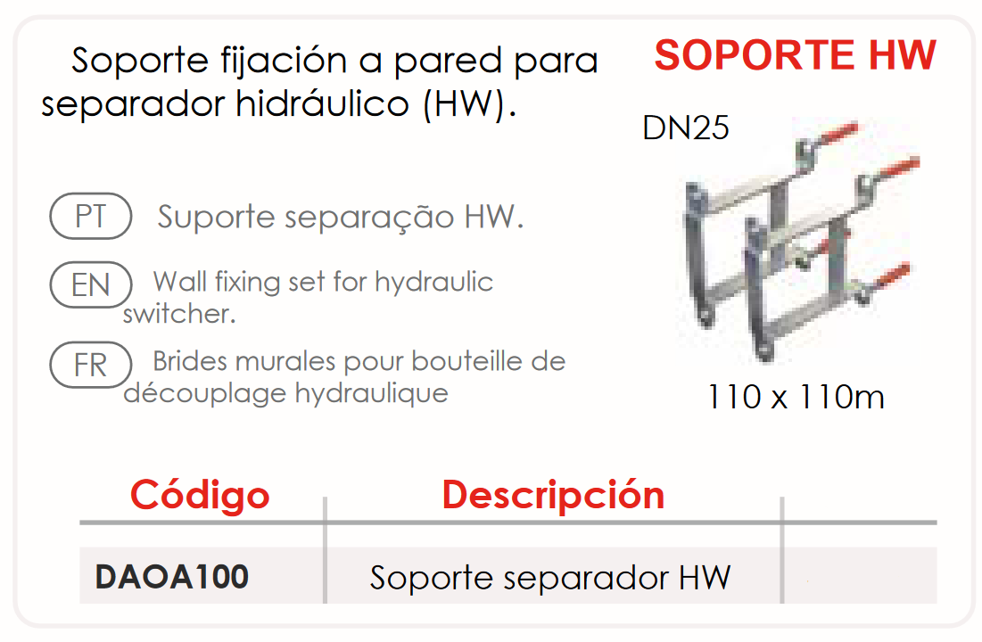 Soporte Fijación Pared para Separador Hidráulico FERCO DAOA100