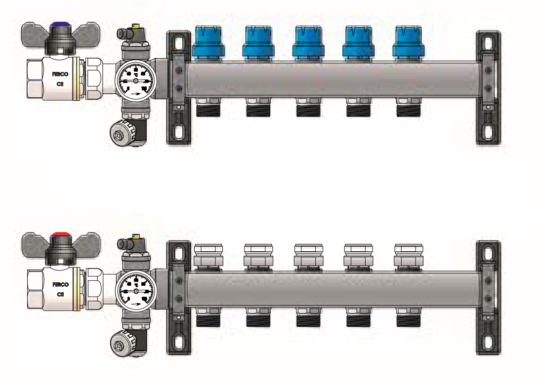 Colector Inox con Detentor Completo 2 vías FERCO 2 x 24-19