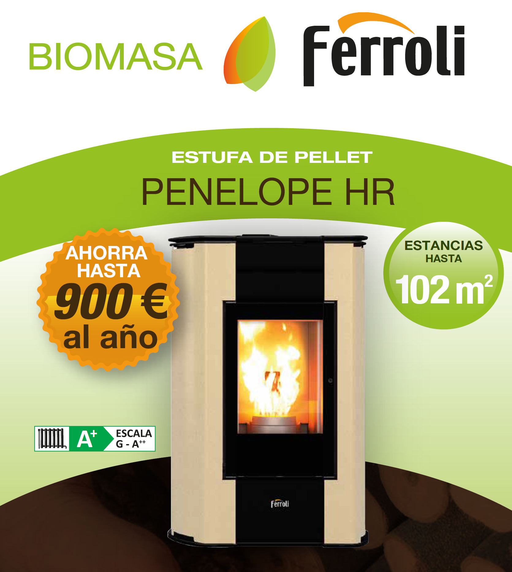 prestacion estufa FERROLI PENELOPE HR 14,10KW