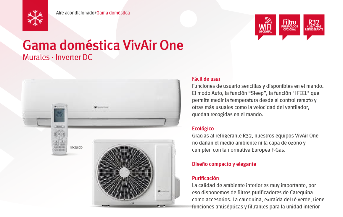 Descubre el Aire Acondicionado SAUNIER DUVAL VivAir One, la solución perfecta para mantener tu hogar en una temperatura ideal, sin importar la temporada. Diseñado especialmente para habitaciones y apartamentos pequeños, su unidad interior compacta se adapta discretamente a cualquier espacio gracias a su elegante y moderno diseño.