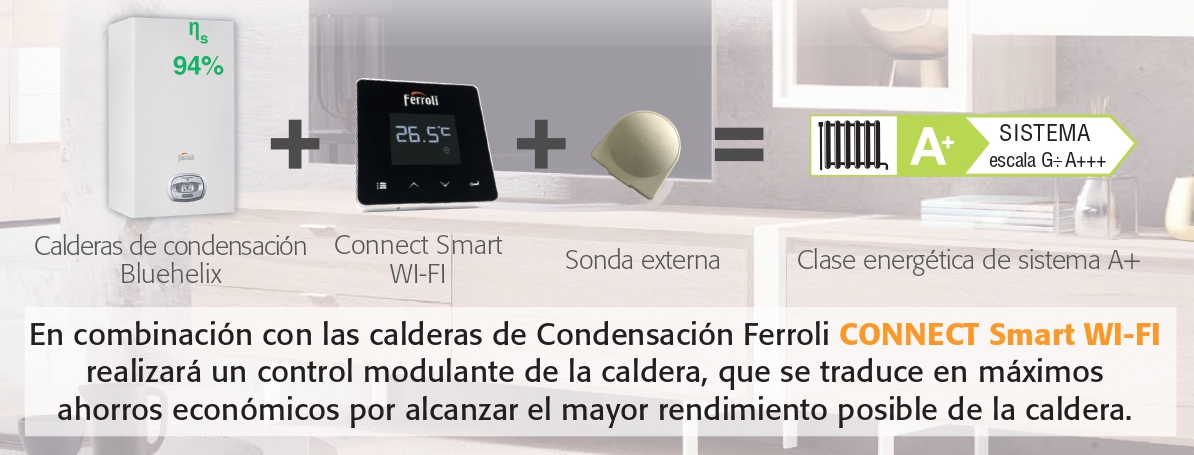 La Sonda de Temperatura Exterior FERROLI es el complemento ideal para optimizar el rendimiento de tu caldera de condensación Bluehelix. Este accesorio, diseñado específicamente para trabajar en conjunto con el sistema Connect Smart WI-FI, permite alcanzar una Clase Energética de Sistema A+ al ajustar automáticamente la temperatura de la caldera según las condiciones climáticas externas.