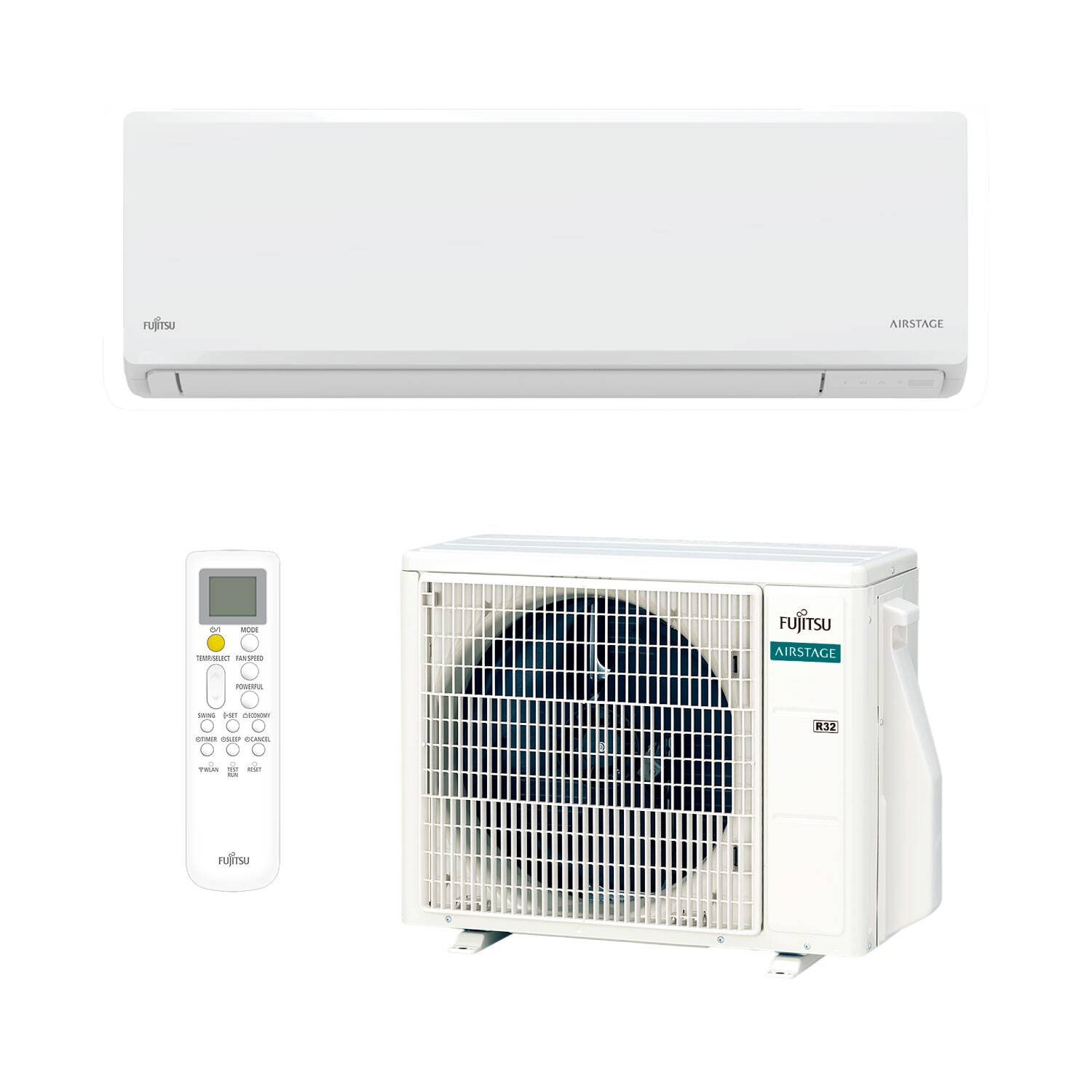 Aire Acondicionado FUJITSU ASY 20 KN WIFI: diseño elegante, WiFi incluido y confort silencioso  El Aire Acondicionado FUJITSU ASY 20 KN WIFI es una solución de climatización compacta, eficiente y muy cómoda para dormitorios, despachos, habitaciones pequeñas, oficinas domésticas o estancias de uso diario. Su combinación de diseño elegante, WiFi incluido de serie, gas refrigerante R32, funcionamiento silencioso desde solo 20 dB(A), tecnología de ahorro energético, modo Powerful, programación semanal y protección Blue Fin lo convierte en una opción muy equilibrada para disfrutar de confort durante todo el año.  Con una capacidad nominal de 2,0 kW en refrigeración, equivalente a unas 1.720 frigorías/hora, y 2,5 kW en calefacción, equivalente a unas 2.150 Kcal/h, este modelo es recomendable para estancias de aproximadamente 10 a 15 m². En condiciones favorables de aislamiento, orientación y baja exposición solar, puede cubrir espacios algo superiores, manteniendo un buen equilibrio entre confort, consumo y rendimiento.  Diseño elegante y compacto para cualquier estancia  La serie KN destaca por su estilo moderno, discreto y compacto, pensado para integrarse fácilmente en dormitorios, despachos o habitaciones pequeñas sin romper la estética del espacio. Su unidad interior tiene un diseño limpio y actual, convirtiéndose en un complemento atractivo para cualquier habitación.  A pesar de su tamaño compacto, incorpora una ampliación del intercambiador de calor que mejora el rendimiento del equipo, consiguiendo una climatización eficiente sin necesidad de una unidad interior voluminosa.  Alta eficiencia energética A++ en frío  Este modelo ofrece una eficiencia energética muy interesante para el uso diario, con clasificación A++ en refrigeración y A+ en calefacción. Esto permite disfrutar de una temperatura agradable con un consumo controlado, tanto en verano como en invierno.  Su SEER 7,8 y SCOP 4,4 reflejan un buen rendimiento estacional, especialmente en refrigeración. Además, cuenta con un consumo anual aproximado de 90 kWh en frío y 731 kWh en calefacción, lo que lo convierte en una opción eficiente para climatizar habitaciones pequeñas durante muchas horas.  Para el usuario, esto significa más confort, menor consumo eléctrico y mayor ahorro en la factura energética.  Control WiFi incluido con AIRSTAGE Mobile  Una de las grandes ventajas de este equipo es que incorpora adaptador WLAN incluido de serie, permitiendo controlar el aire acondicionado desde el móvil o tablet mediante la aplicación AIRSTAGE Mobile.  Desde la app puedes supervisar y controlar el estado del equipo, encenderlo o apagarlo, ajustar la temperatura y preparar la estancia antes de llegar a casa. Esta función aporta una gran comodidad, especialmente si quieres encontrar la habitación climatizada al volver del trabajo, antes de dormir o al llegar a la oficina.  El control inteligente desde el smartphone permite una gestión más cómoda del confort y ayuda a evitar consumos innecesarios.  Funcionamiento silencioso desde solo 20 dB(A)  El confort acústico es uno de los puntos más destacados de este modelo. La unidad interior puede trabajar desde solo 20 dB(A) en refrigeración, un nivel sonoro muy bajo, ideal para dormitorios, habitaciones infantiles, despachos o zonas de estudio.  Gracias a su funcionamiento silencioso, puedes dormir, trabajar o relajarte sin molestias. Además, el equipo dispone de función Low Noise, que permite reducir el nivel sonoro de la unidad exterior en aproximadamente 3 dB, aportando una climatización más discreta también en el exterior.  Gas refrigerante R32: eficiencia y menor impacto ambiental  El equipo utiliza gas refrigerante R32, una tecnología actual que mejora la eficiencia del sistema y reduce el impacto ambiental frente a refrigerantes anteriores.  Este refrigerante permite una buena respuesta tanto en frío como en calor, favoreciendo un funcionamiento eficiente y estable. Es una prestación importante para quienes buscan un aire acondicionado moderno, fiable y preparado para un uso diario responsable.  Energy Save para reducir el consumo  La función Energy Save ayuda a ahorrar energía mediante el control inteligente de los ajustes de temperatura del termostato. El equipo adapta su funcionamiento para mantener el confort sin consumir más de lo necesario.  Esta prestación es especialmente útil cuando se utiliza el aire acondicionado durante varias horas, ya que permite mantener una temperatura agradable con un consumo más ajustado. Para el usuario, supone mayor ahorro energético sin renunciar al confort.  Modo Powerful para alcanzar rápido el confort  La función Powerful activa el funcionamiento del equipo a máxima velocidad del compresor y máximo caudal de aire durante un periodo aproximado de 20 minutos. Esto permite enfriar o calentar la estancia rápidamente cuando se necesita una respuesta inmediata.  Es una función ideal al llegar a casa en días de mucho calor o frío, ya que ayuda a conseguir antes una sensación de confort. Después, el equipo vuelve a un funcionamiento más estable y eficiente.  Powerful Heating para calefacción eficiente incluso con frío exterior  El sistema Powerful Heating permite mantener la capacidad de calefacción nominal incluso cuando la temperatura exterior es de -7 ºC. Esto convierte al equipo en una opción muy interesante no solo para verano, sino también para invierno y entretiempo.  Gracias a esta prestación, el equipo puede aportar calor de forma fiable en días fríos, ofreciendo una climatización completa durante todo el año.  Power Diffuser para evitar corrientes molestas  El Power Diffuser mejora la distribución del aire para conseguir una sensación más agradable. En refrigeración, la salida de aire frío se realiza de manera horizontal para evitar la sensación de aire directo sobre el cuerpo. En calefacción, el aire caliente se dirige en vertical para crear una sensación más envolvente y confortable.  Esta función mejora mucho el confort diario, especialmente en dormitorios y despachos, donde se busca una climatización suave, uniforme y sin corrientes incómodas.  Ajuste automático de las lamas  El equipo incorpora ajuste automático de las lamas, seleccionando la posición más adecuada según el modo de funcionamiento. También pueden regularse desde el mando a distancia para adaptar el flujo de aire a las preferencias del usuario.  Esta función ayuda a repartir mejor el aire por la estancia, evitando zonas demasiado frías o calientes y mejorando la sensación general de confort.  Funcionamiento eficiente incluso a altas temperaturas  Este modelo está preparado para ofrecer un rendimiento eficiente incluso en condiciones exteriores exigentes. Puede trabajar en modo refrigeración con temperaturas exteriores de hasta 50 ºC, aportando aire fresco y confortable incluso en días de calor intenso.  Esta prestación es muy importante en zonas cálidas o viviendas con alta exposición solar, donde el equipo debe mantener un funcionamiento estable durante los meses más exigentes del verano.  10 ºC Heat para evitar que la estancia se enfríe en exceso  La función 10 ºC Heat permite programar el equipo para que la temperatura de la estancia no baje de 10 ºC. Es una función muy útil cuando una habitación no está ocupada durante varias horas o días, pero se quiere evitar que se enfríe demasiado.  Esta prestación ayuda a proteger el confort de la vivienda y facilita recuperar una temperatura agradable con mayor rapidez cuando se vuelve a utilizar la estancia.  Cambio automático frío/calor  El equipo dispone de cambio automático entre frío y calor, seleccionando el modo de funcionamiento más adecuado según la temperatura ambiente y la temperatura programada.  Esta función resulta especialmente cómoda en épocas de entretiempo, cuando durante el día puede hacer calor y por la noche bajar la temperatura. El sistema adapta el funcionamiento automáticamente para mantener el ambiente confortable sin ajustes manuales constantes.  Programación horaria y semanal  El equipo incorpora programación horaria combinada ON/OFF, permitiendo seleccionar diferentes combinaciones de encendido y apagado. También dispone de programación semanal automática, ideal para configurar distintos horarios de funcionamiento según el día de la semana.  Esta prestación permite adaptar la climatización a la rutina diaria, preparar la estancia antes de usarla y evitar que el equipo funcione más tiempo del necesario. Es una función muy útil para ahorrar energía y mejorar la comodidad.  Desconexión automática Sleep para mayor descanso  La función Sleep adapta gradualmente la temperatura a las necesidades corporales antes de la desconexión. Esto permite disfrutar de un descanso más cómodo, evitando cambios bruscos durante la noche.  Es una prestación especialmente interesante en dormitorios, ya que mantiene una temperatura más agradable mientras ayuda a reducir el consumo durante las horas de sueño.  Blue Fin: protección anticorrosión para mayor durabilidad  La tecnología Blue Fin incorpora un recubrimiento especial anticorrosivo en la batería de condensación de la unidad exterior. Esta protección resulta especialmente útil en zonas costeras o ambientes donde la humedad y la salinidad pueden afectar al equipo.  Gracias a este recubrimiento, se mejora la resistencia de la unidad exterior, se protege el intercambiador y se ayuda a alargar la vida útil del aire acondicionado. Es una prestación clave para mantener el rendimiento del equipo durante más tiempo.  Panel frontal lavable y mantenimiento sencillo  La función Wash hace referencia al panel frontal extraíble y lavable, lo que facilita las tareas básicas de limpieza y mantenimiento. Mantener la unidad interior limpia ayuda a conservar el rendimiento y la calidad del aire en el uso diario.  Esta facilidad de mantenimiento es muy práctica para hogares, oficinas y espacios donde se busca un equipo cómodo de usar y sencillo de cuidar.  Reinicio automático para mayor comodidad  En caso de interrupción del suministro eléctrico, el equipo se inicia automáticamente una vez restablecida la corriente, conservando los parámetros de funcionamiento previos.  Esta función aporta comodidad y evita tener que reconfigurar el equipo después de un corte eléctrico, especialmente en viviendas o instalaciones donde puede haber interrupciones puntuales.  Datos técnicos principales  El modelo ASY 20 KN ofrece una capacidad nominal de refrigeración de 2,0 kW, equivalente a unas 1.720 frigorías/hora, con un rango de funcionamiento de 0,9 a 2,9 kW. En calefacción alcanza una capacidad nominal de 2,5 kW, equivalente a unas 2.150 Kcal/h, con un rango de 0,9 a 3,4 kW.  Su potencia de entrada es de 0,50 kW en refrigeración y 0,58 kW en calefacción. Cuenta con EER 4,00, COP 4,31, SEER 7,8 y SCOP 4,4, con clasificación energética A++ en frío y A+ en calor. La unidad interior trabaja con niveles sonoros de 36 / 33 / 29 / 20 dB(A) en refrigeración y 38 / 33 / 30 / 22 dB(A) en calefacción. La unidad exterior utiliza R32, cuenta con una carga de 0,57 kg, permite una longitud máxima de tubería de 20 metros y un desnivel máximo de 15 metros.  La unidad interior mide 270 x 784 x 222 mm y pesa 9 kg, mientras que la unidad exterior mide 541 x 663 x 290 mm y pesa 22 kg.  Una opción compacta, silenciosa y conectada para el confort diario  El Aire Acondicionado FUJITSU ASY 20 KN WIFI es una opción muy recomendable para quienes buscan un equipo eficiente, silencioso y fácil de controlar para dormitorios, despachos o estancias pequeñas. Su combinación de WiFi incluido, gas R32, eficiencia A++, funcionamiento desde 20 dB(A), Energy Save, Powerful, Power Diffuser, Blue Fin, programación semanal y diseño compacto lo convierte en una solución práctica y fiable para disfrutar de confort durante todo el año.