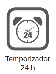 Temporizador 24 horas y manejo sencillo El equipo incorpora temporizador de 24 horas, una función muy práctica para programar el encendido o apagado según los hábitos del usuario. Permite preparar la estancia antes de llegar, evitar consumos innecesarios y mejorar la eficiencia diaria. También incluye mando a distancia inalámbrico LCD, display LED en el panel frontal, control del ventilador interior con varias velocidades y funcionamiento automático, ofreciendo un uso cómodo e intuitivo.