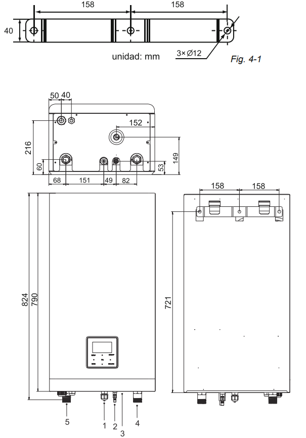 Medidas de la Aerotermia Biblock JOHNSON AURUM R32 MB