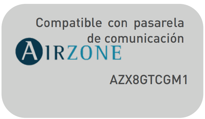 Además, es compatible con Airzone, ideal para integrarlo en sistemas de zonificación o domótica avanzada. Su conexión por dos hilos también simplifica el tendido eléctrico, haciéndolo más flexible para el instalador.
