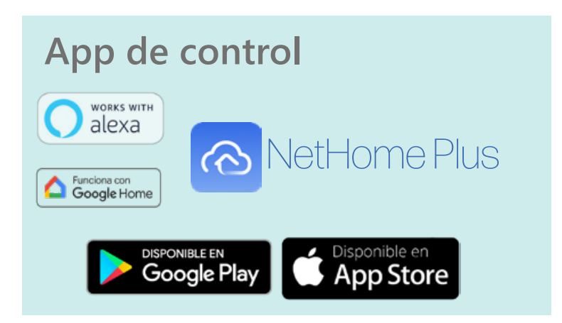Conectividad total desde cualquier lugar  Incluye de serie control por cable con Wi-Fi integrado, compatible con los sistemas de control por voz Alexa y Google Home, permitiendo encender, apagar o ajustar la temperatura desde cualquier lugar, directamente desde tu móvil.