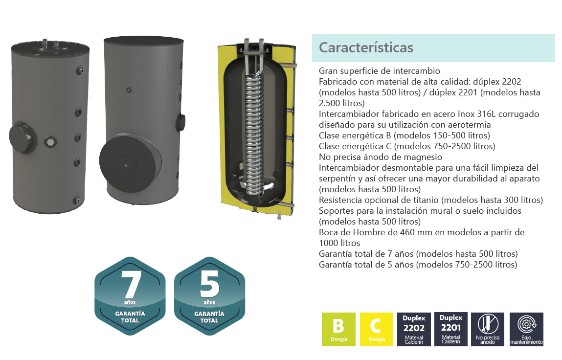 caracteristicas tecnicas interacumulador aerotermia johnson kross 150