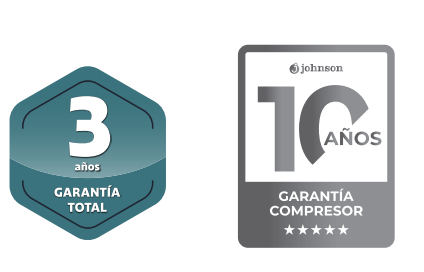 Garantía para una mayor tranquilidad La gama se comercializa con 3 años de garantía total y 10 años de garantía para el compresor, dentro de las condiciones establecidas por Johnson. Esto complementa un diseño orientado a la durabilidad, con protección anticorrosiva, autolimpieza, detección de fallos y diferentes sistemas destinados a reducir las intervenciones innecesarias.