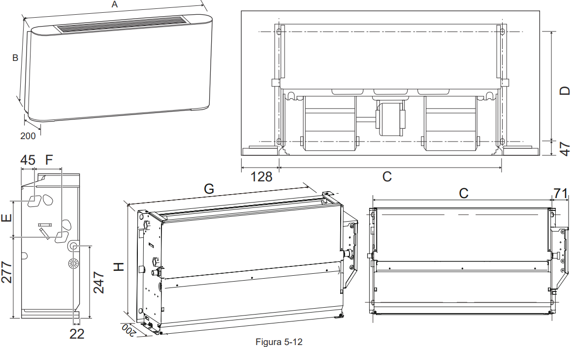 Especificaciones técnicas del Fancoil Suelo-Techo JOHNSON MISTRALSU 35