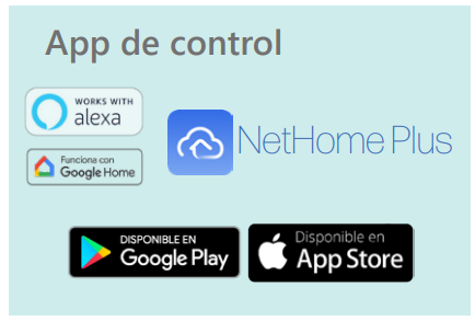 Control desde cualquier lugar con Wi-Fi  Gracias a la conexión Wi-Fi integrada, puedes controlar tu aire desde una app móvil o con la voz mediante Alexa o Google Home. Además, el sistema incluye Diagnóstico Inteligente, que analiza hasta 97 parámetros de funcionamiento y muestra códigos de error en tiempo real para facilitar el mantenimiento.