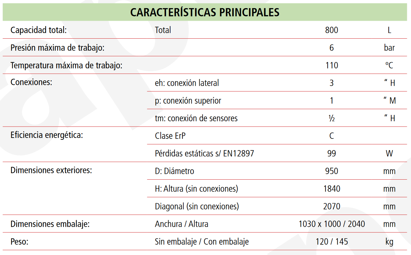 Depósito de Inercia LAPESA GEISER INERCIA G800I