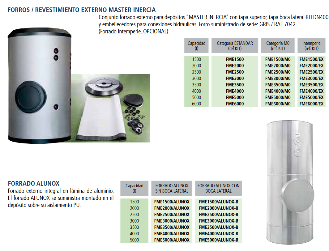 El LAPESA MASTER INERCIA MV1500IS también ofrece opciones adicionales para adaptarse a las necesidades específicas de cada instalación. Se puede suministrar con una cubierta y forro externo acolchado en PVC, con cierre de cremallera, o con un forro de chapa de aluminio ALUNOX, ambos suministrados sin montar en un embalaje separado. Esto proporciona una mayor flexibilidad y personalización en la instalación del equipo.