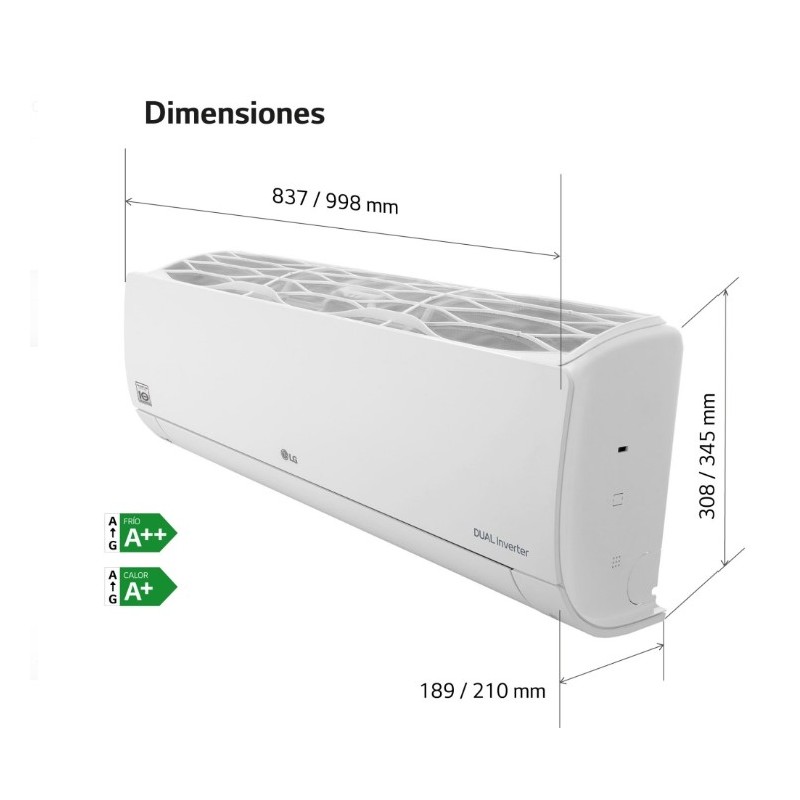 Especificaciones técnicas del Aire Acondicionado LG WIFI 12 R32