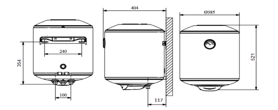 Dimensiones termo nofer n030