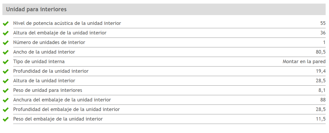 Especificaciones técnicas del Aire Acondicionado SAMSUNG F-AR12MLB MALIBU