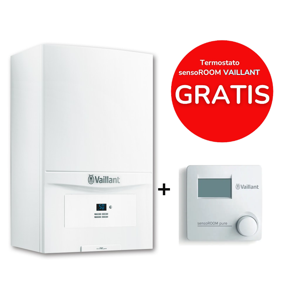 Con tu compra de una Caldera VAILLANT ecoTEC PURE, recibirás un Termostato Vaillant SensoROOM Pure completamente gratis. Este cronotermostato te permitirá programar la temperatura de tu hogar de manera sencilla, regulando 1 zona y ajustando temperaturas entre 5 y 35 ºC. Con su conexión por cable y funcionamiento fácil de usar, asegurarás el máximo confort y ahorro en el consumo energético.