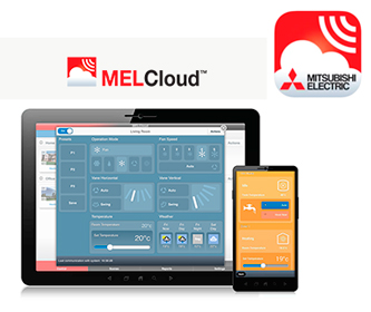 Lo mejor de todo es que el control Wi-Fi intergado permite controlar la unidad desde cualquier dispositivo móvil o Tablet, mediante la app del MELCloud exclusivo de Mitsubishi Electric.