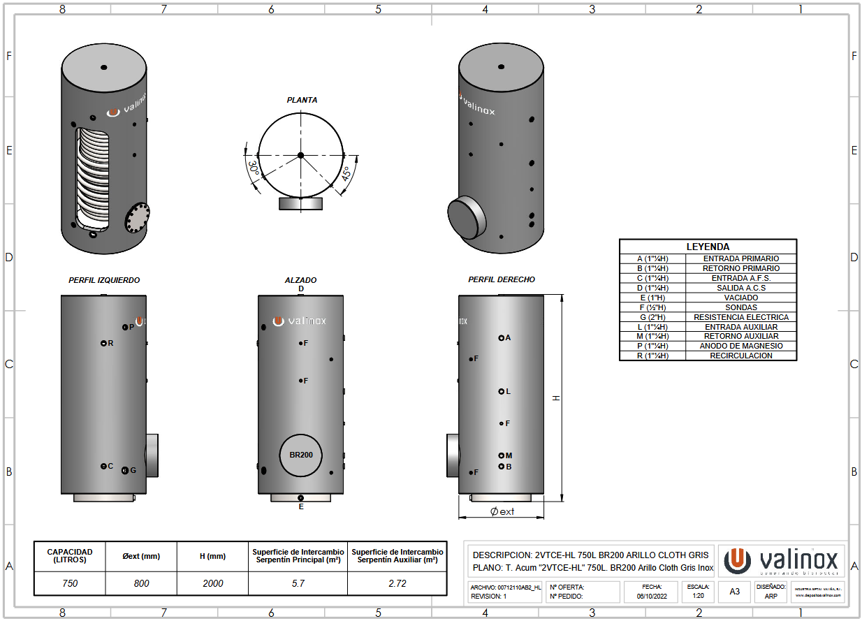 Medidas y Conexiones 2VTCE_HL-316L CLOTH + DN200