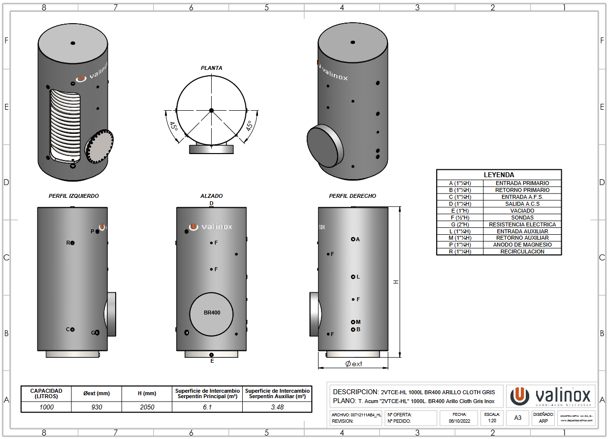 Medidas y Conexiones 2VTCE_HL-316L CLOTH + DN200