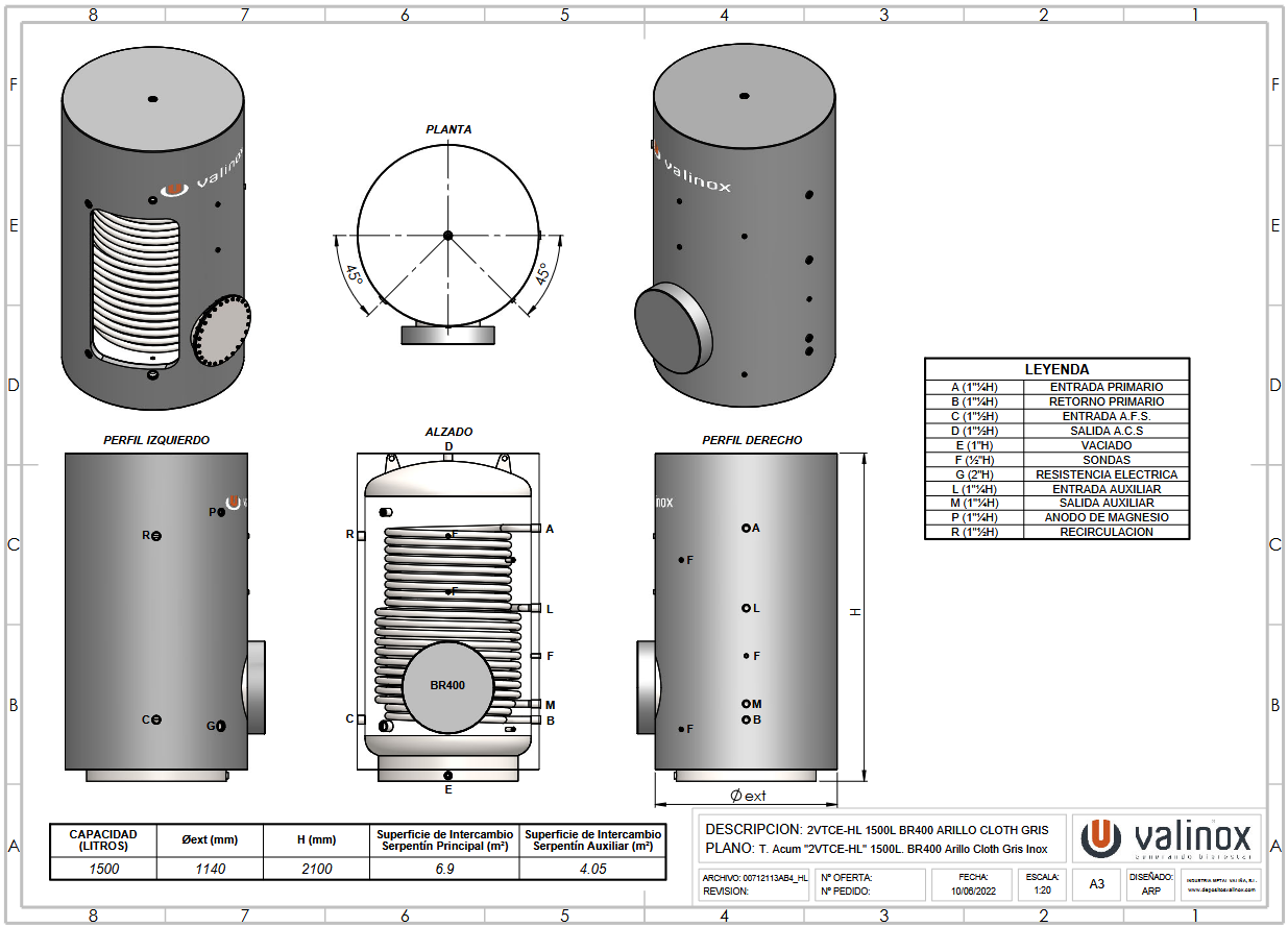 Medidas y Conexiones 2VTCE_HL-316L CLOTH + DN200